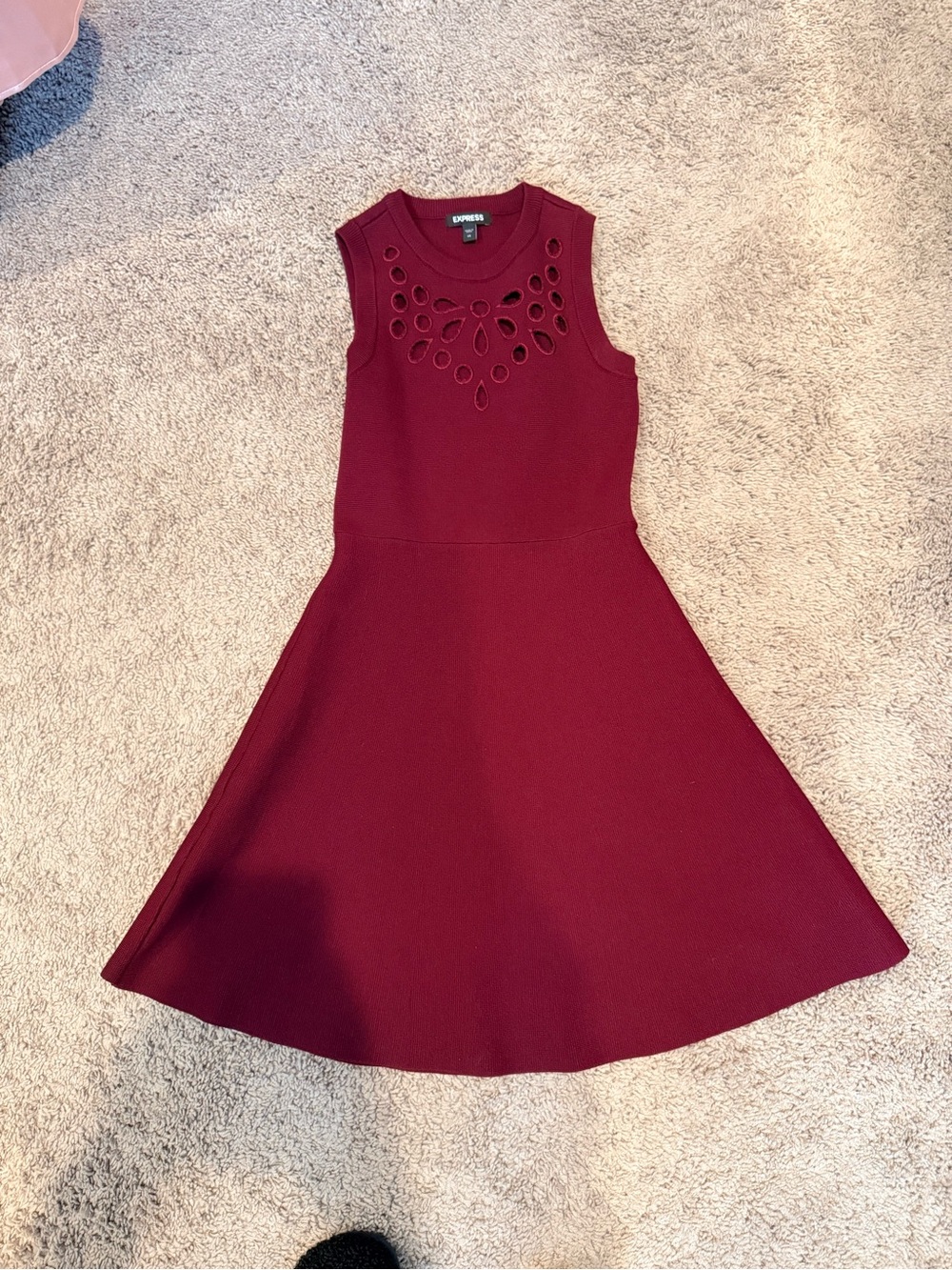 Express Burgundy Sleeveless Cutout A-Line Mini Dress